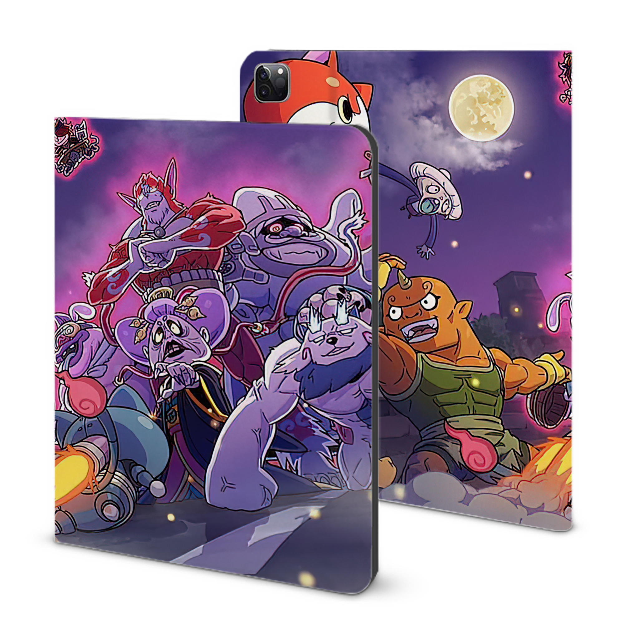 （画像用） 妖怪ウォッチ Yo-kai Watch IPad ケース ブック型 PUレザー TPU 耐衝撃 軽量 薄型 ペン収納なし 全面保護 IPad 各モデル対応
